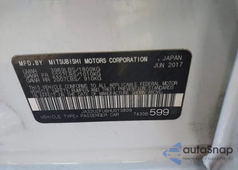 2017 Mitsubishi Lancer Le z USA, uszkodzony, nr VIN JA32U2FU6HU013809